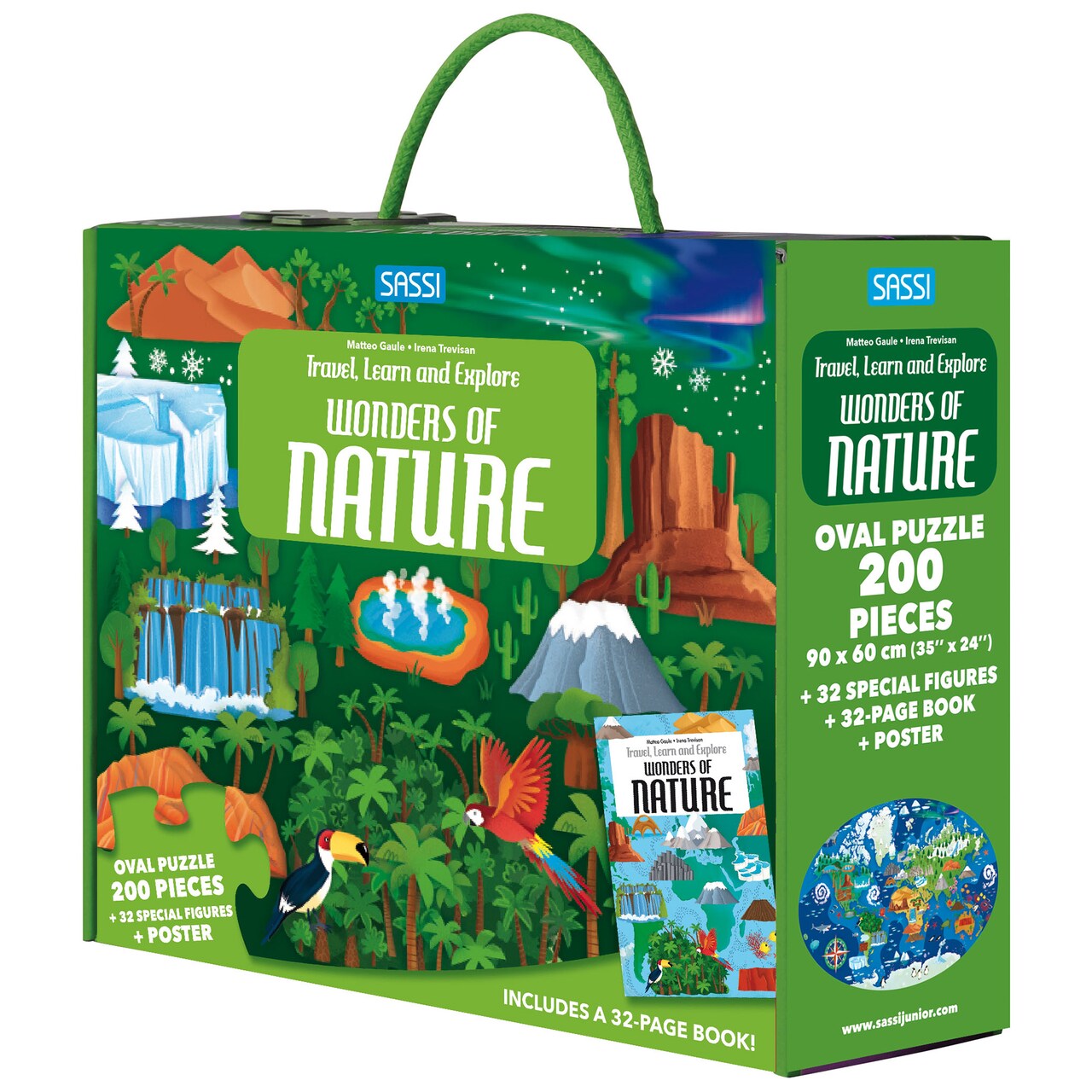 Sassi: Travel, Learn & Explore - Wonders of Nature - 200pc Puzzle, 32pg Facts Book, 32 Special Figures, Poster, UNESCO Sites, Educational Set, Kids 6+